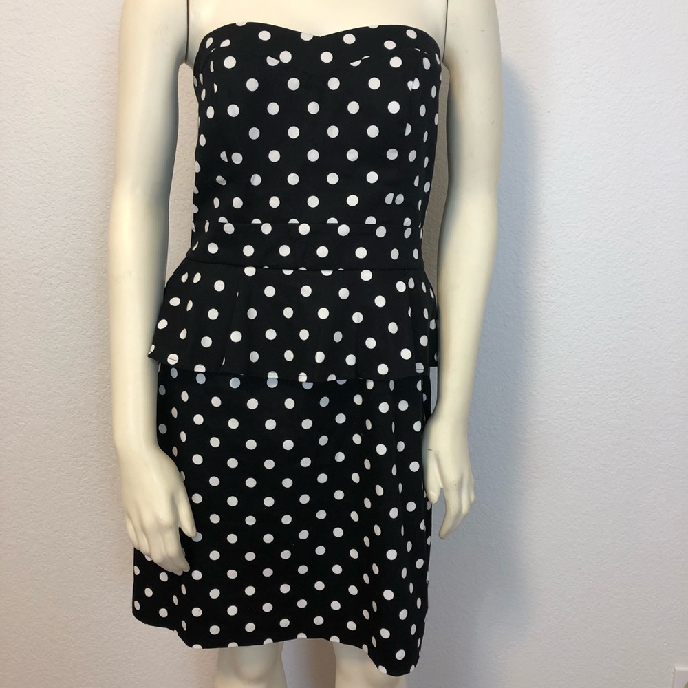 B Smart strapless Polka Dot peplum Dress 8